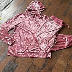 Signature studio velour track suit women’s size xl blush pink hooded Y2K